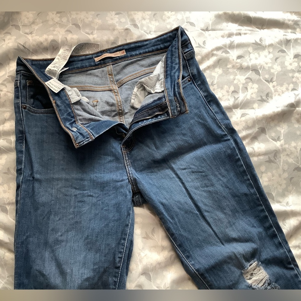 Levis Women's Skinny Jeans - High Rise Skinny Ankle Blue Stretch Denim